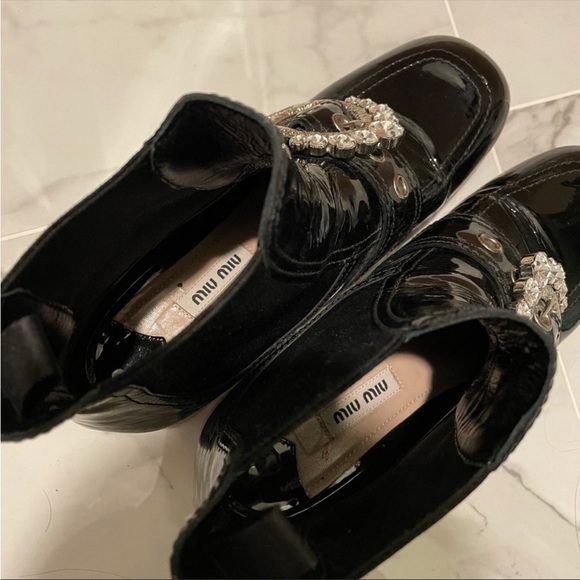 ❌ SOLD❌ 💯 Authentic Miu Miu Jewel Buckle boots patent leather - Picture 7 of 10